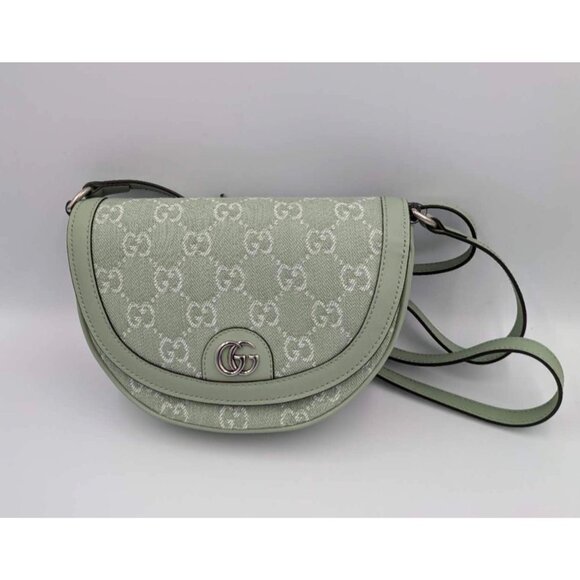Gucci Ophidia GG Summer Denim Leather Mini Shoulder Bag Pale Green 757309 - Picture 2 of 12